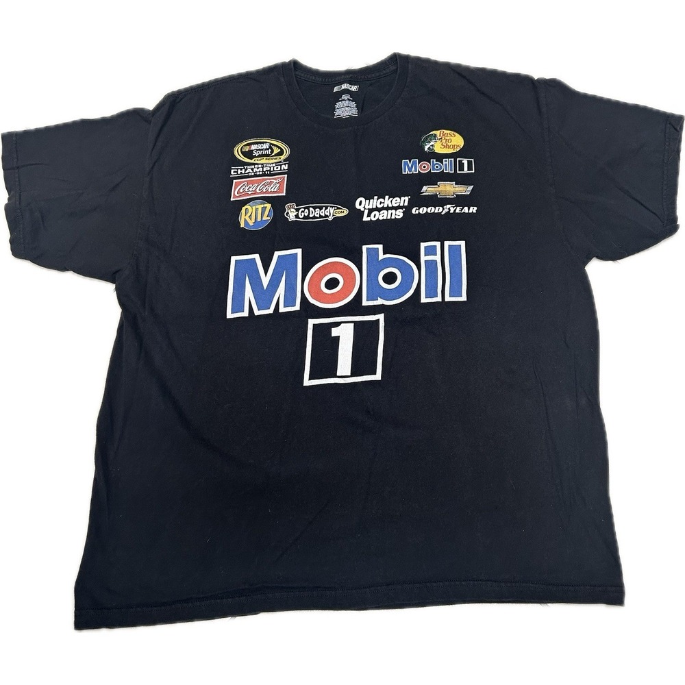 Vintage Tony Stewart 14 NASCAR Shirt XXL Mobil 1 Bass Pro Racing Tee